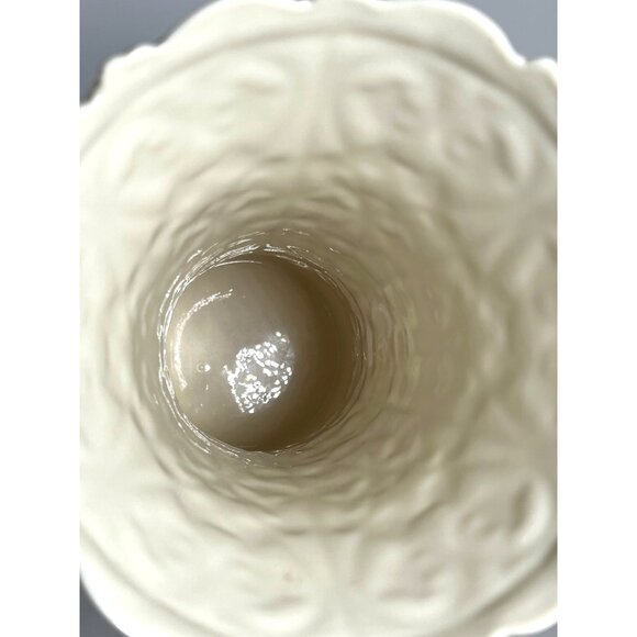 Lenox Ivory Porcelain Embossed Floral Vase 10.5" Made In USA - Picture 4 of 7